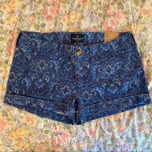 NWT paisley blue denim shorts